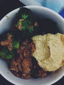 Quinoa with homemade houmous